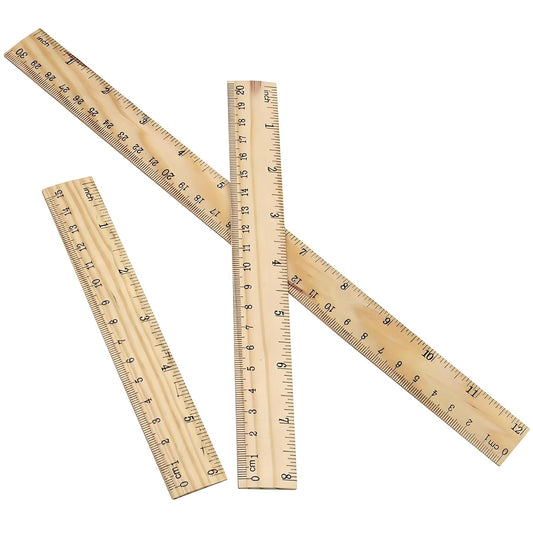 Wood Ruler Set by [Brand Name] - 3 Pack with 6", 8", and 12" Lengths for Precise Measurements | Ideal for Home, Office & Engineering