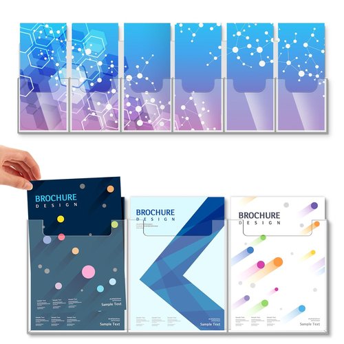 Sherr 2 Pcs Acrylic Brochure Pamphlet Holder Wall Mount 2 Sizes 9 Pocket Fits for 8.5" x 11" and 4" x 9" Brochure Magazine Holder Literature Multi Slot Wall Mount Combo Display Clear Flyer