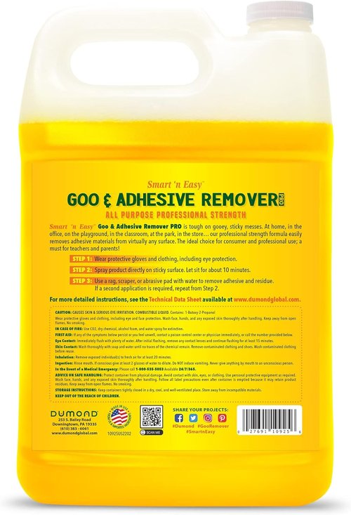 Dumond Smart 'n Easy Goo Remover - Surface Safe Adhesive Cleaner | 1 Gallon Refill with Lemon Citrus Scent