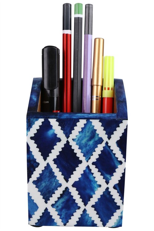 Handicrafts Home Pen Holders Organizers - Pencil Holders and Organizers for Desk - Diamond Blue
