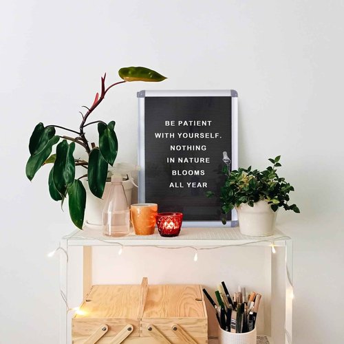 EVERSUPPLY Enclosed Changeable Letter Boards Felt Message Board with Locking Door, Black, Aluminum Frame, 26X20 inches