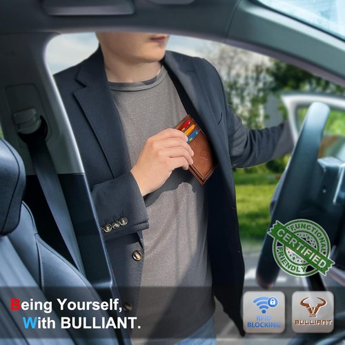 BULLIANT Slim Wallet - Genuine Leather Front Pocket Design | RFID Blocking, Holds 12 Cards & Cash