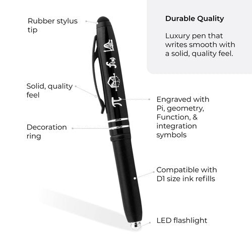 Inkstone Symbols of Mathematics - Ballpoint Black Pens Set for School, Work, and Gift-Giving - Smooth Fine Point Writing Pens for Teachers, Students, and Professionals.