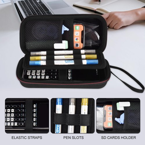 ZUJFPL Hard Graphing Calculator Case Compatible with Texas Instruments TI-84 Plus CE/TI-84 Plus/TI-Nspire CX II CAS/TI-Nspire CX II/TI-83 Plus/TI-85/TI-86/TI30xs/TI36X Pro/TI 34 Calculator - Black