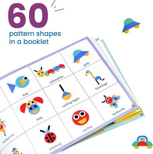 LiKee Wooden Shape Puzzles - 36 Blocks & 60 Patterns for Montessori Learning | Educational Toys for Ages 3+