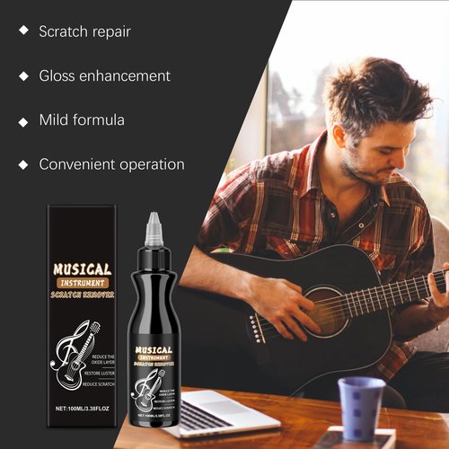 TBTFW Musical Instrument Scratch Remover Polish - Guitar & Instrument Care Solution Restores Shine, Eliminates Surface Scratches for Premium Finish(3.38 oz)