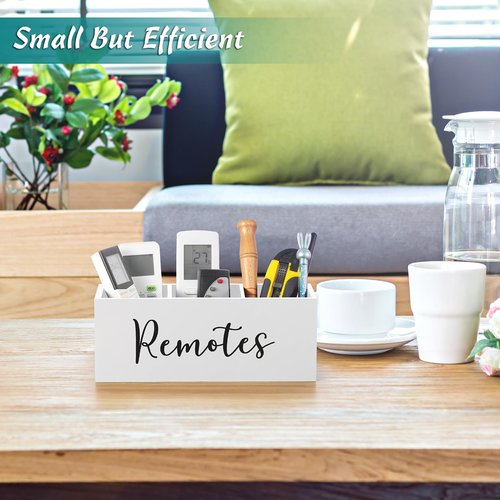 DRASTAR Mail & Remote Organizer Set, Wooden, White, 2 Slots, Remote Control Holder