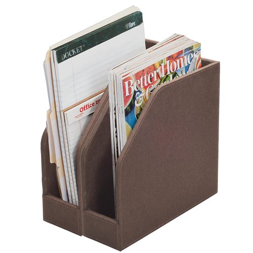 MobileVision Executive Brown Cloth Fabric Vertical File Holders - 2 Piece Combo