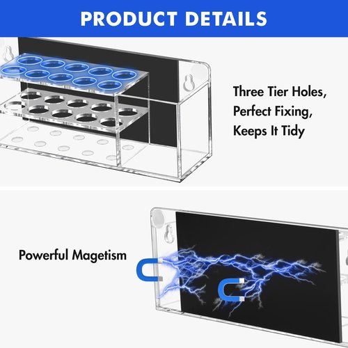 Banafich Magnetic Dry Erase Marker Holder for Whiteboard, Wall Mount Pen Holder for Refrigerator, Clear Pencil Holder for Fridge, Strong Magnet Locker Organizer for Classroom, Office