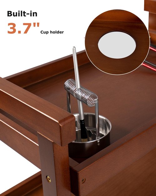 DJAR Art Cart Organizer, Beech Wood Storage Cart for Studio, Office, Rolling Utility Cart with Wheels, Walnut