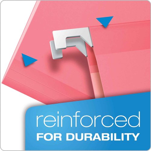 Pendaflex Reinforced Hanging Folders Letter Size Pink 1/5 Cut 25/Box and Two-Tone Color File Folders Letter Size 1/3 Cut Pink 100/Box Office Supply Bundle
