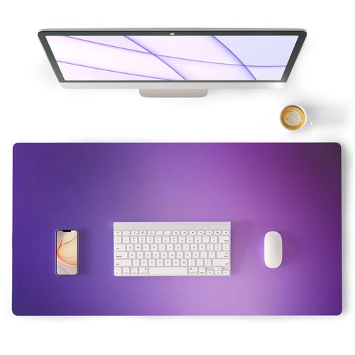 Colorful Star Purple Desk Mat Woman Office Desk Pad, Leather Keyboard and Mouse Pad for Desk, Ombre Desk Accessories for Girls, Non-Slip Large Gaming Mouse Pads Desk Cover Décor 31.5"x15.7"