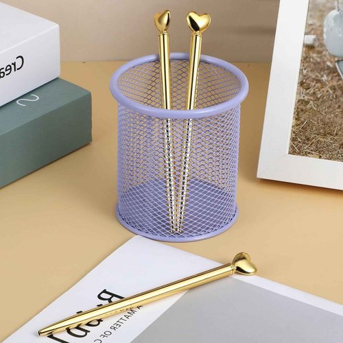 Wanmu 60 Pcs Heart Pens, Hearts Shaped Retractable Metal Cute Pens 1.0 mm Black Ink Novelty Pen Gold Slim Ballpoint for Valentine's Day Students Teachers Employees Gifts Office School Supplies