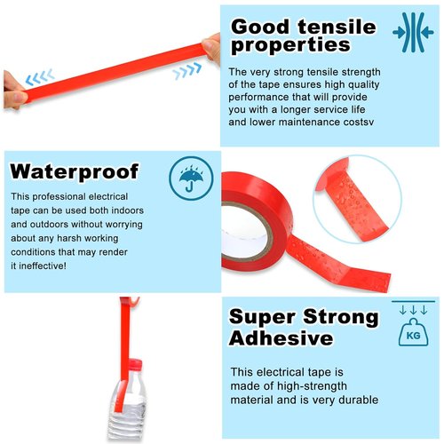 Romeda 9 Pack Colored Electrical Tape - Water, Sun & Oil Resistant for Home & Industrial Use