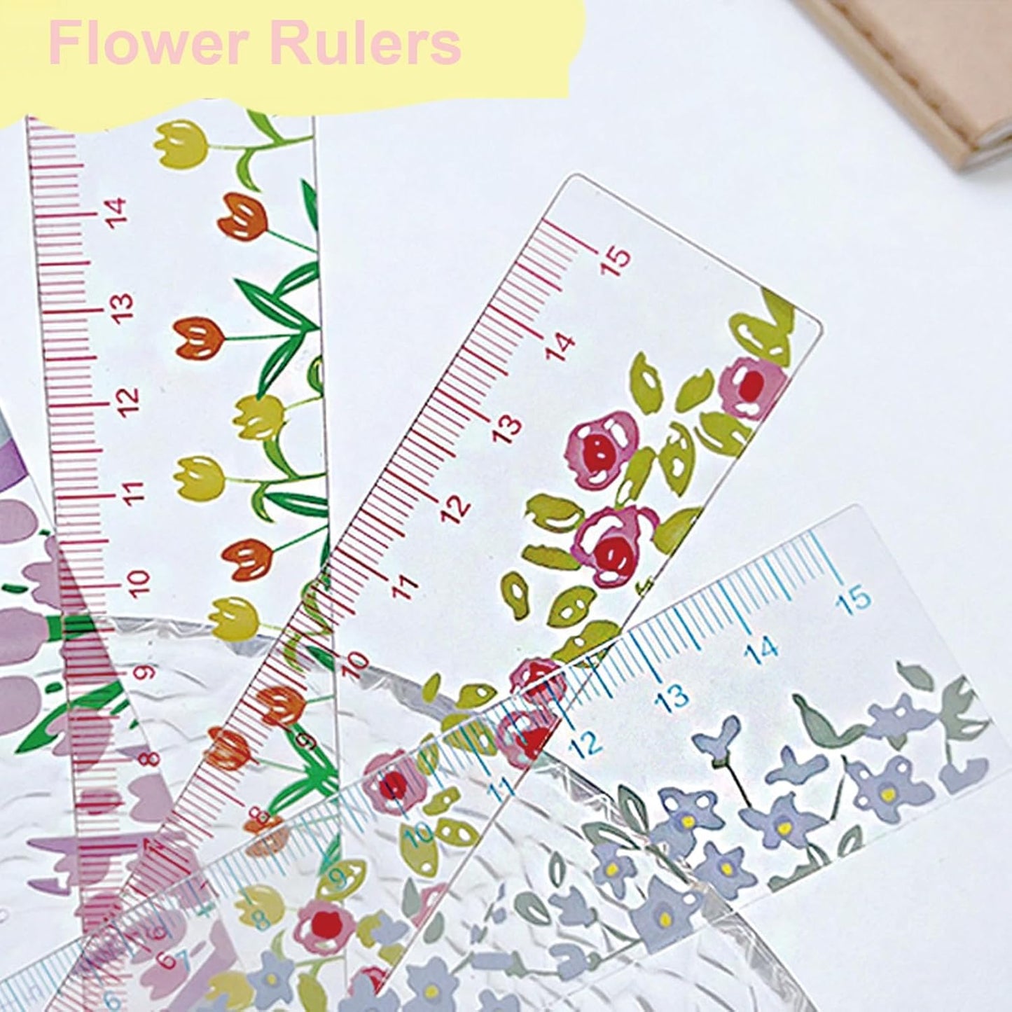 Skiennix Cute Acrylic Rulers - 15cm Floral Cartoon Design for Journals | Perfect for Women & Girls