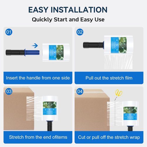FugaCity Stretch Wrap Film-5 in 1000 FT 80 Gauge Shrink Wrap for Furniture Wrapping Shipping, Moving Supplies Clear Plastic Wrap, Heavy Duty Industrial Strength,650% Stretch(6 Roll with Handles)