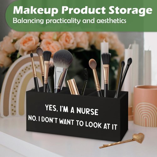 VIIJJUE Nurse Gifts Wooden Pen Pencil Holder For Desk, Nurse Appreciation Gifts, Gift for Nurses Nursing Students Wooden Makeup Brush Toothbrush Holder Organizer