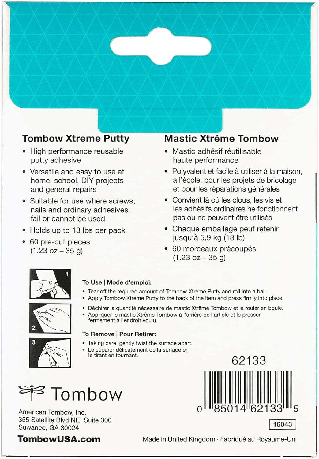 Tombow Xtreme Removable Mounting Putty - 60 Pieces for Indoor/Outdoor Use