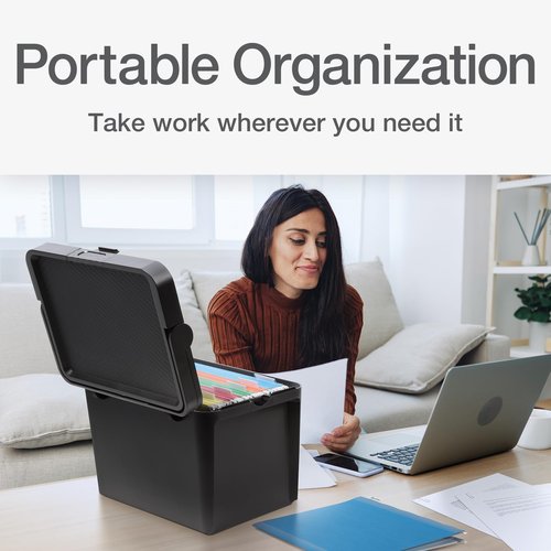 Pendaflex Portable File Box, Letter Size, Black, 14"" x 10.5" x 10.75"