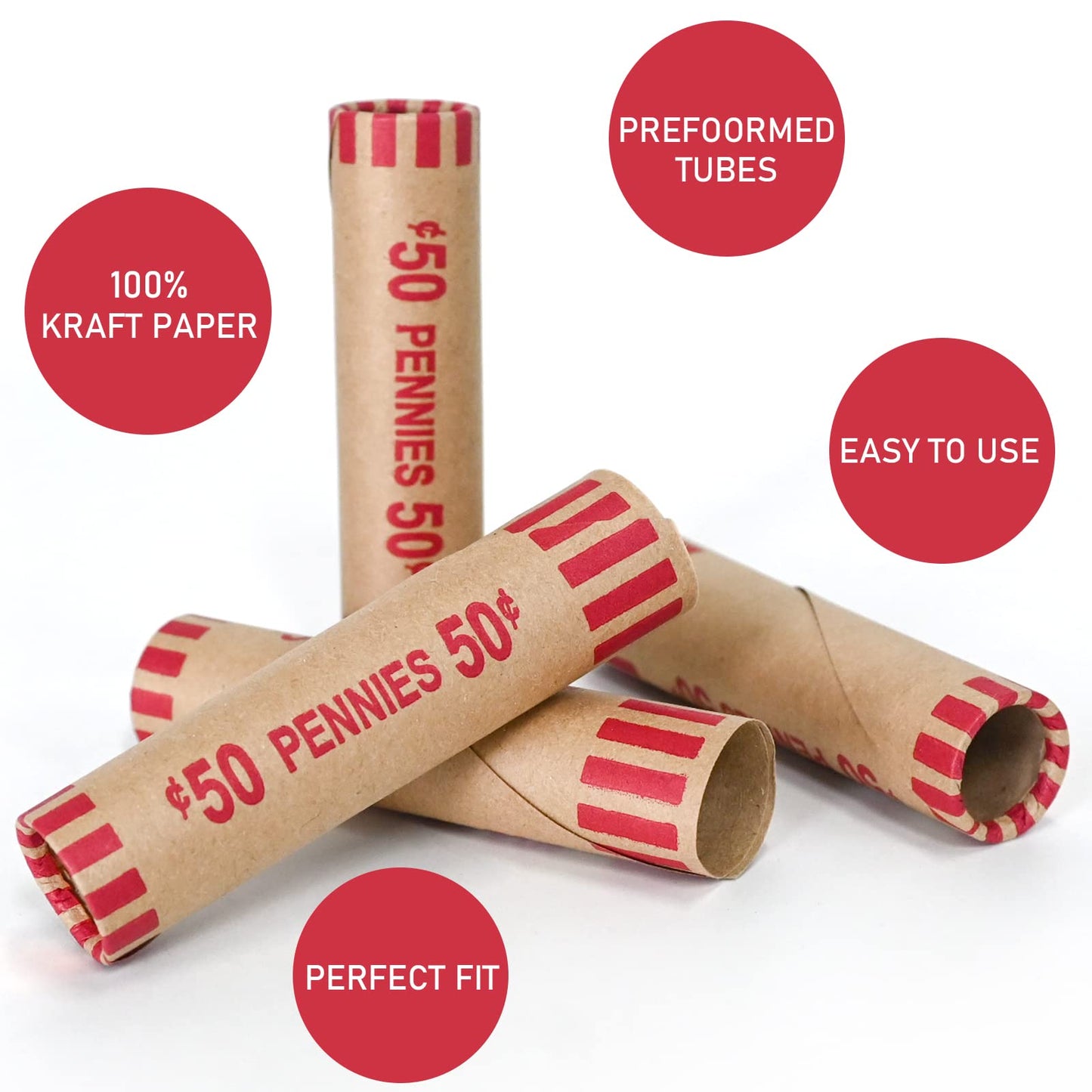 L LIKED 100 PCS Preformed Coin Wrappers Rolls-Pennies