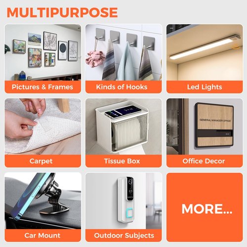 Strong Double Sided Tape Heavy Duty Double Sided Tape for Walls, Clear & Tough Double Sided Mounting Nano Tape, Removable Adhesive Wall Tape for Hanging Picture, Poster, Carpet (60FT)