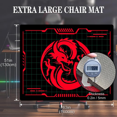 Office Chair Mat for Hardwood Floor: 63"x 51" Extra Large Chair Mat, Suitable for Hardwood and Tile Floors, and a Heavy Duty Protection Pad for Rolling Chairs in The Office, Game Room and Home