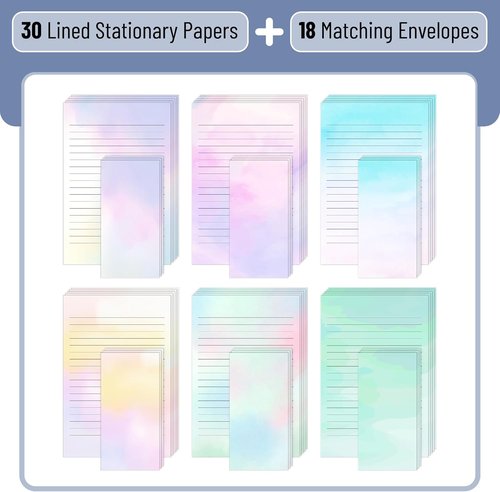 Mr. Pen Stationery Set - 30 Letter Writing Papers with 18 Envelopes | Cute 8.18 x 5.5 Inch Design