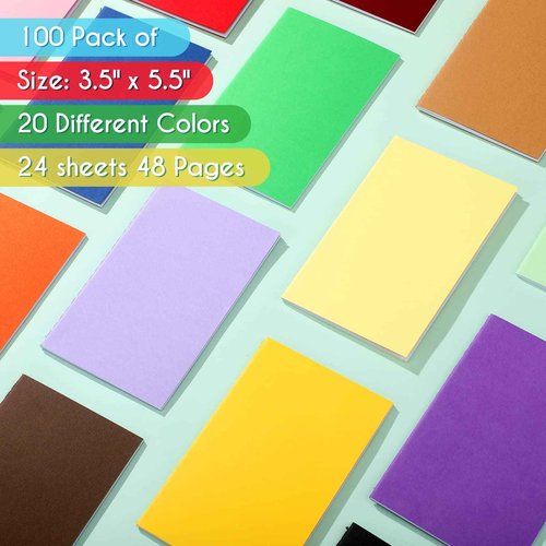 Yexiya 200 Pcs Mini Notebooks Colorful Lined Small Pocket Notebook Blank Marriage Memos Notepad Set Thanksgiving Christmas Gift School Students Kids Sketch Drawing, 3.5 x 5.5 Inch, 20 Color(100 Packs)