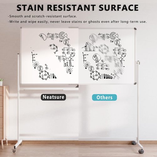 Large Rolling Whiteboard - 72" x 36" Double-Sided Mobile Dry Erase Board on Wheels | Portable Easel for Home & Office