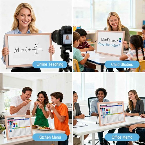 RXMC RUIXUANBOAD Desktop whiteboard 17.9x12.6 inch Magnetic Double-Sided Desktop Dry Erase Board Writing Board, Suitable for Home Office Teaching, Equipped with 3 Marker pens and 4 Magnets