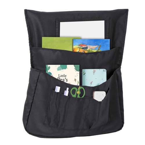 Toriexon Chair Pockets 24 Pack, 17 x 18 Inch Black Chairback Buddy With Name Slot, Classroom Organizer for Kids' Back of Chair