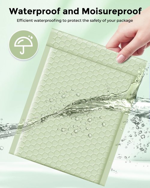 Metronic Bubble Mailers - 100 Pack Mint Green Self-Seal Padded Envelopes | Waterproof 6x10" Size for Jewelry Shipping