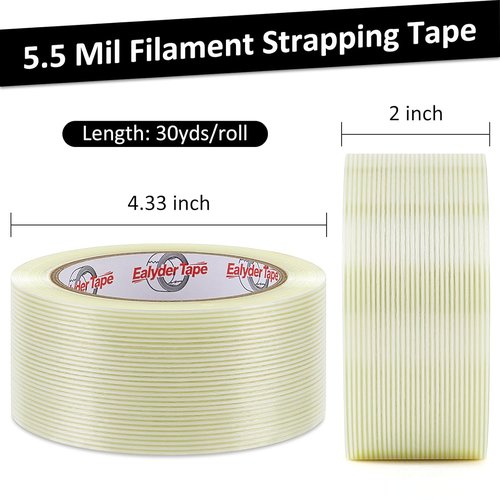 Reinforced Fiberglass Tape by [Brand Name] - 2 Inch x 30 Yards | Heavy-Duty 5.5 Mil Adhesive Strapping