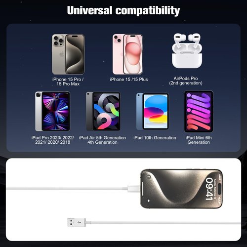 Car Carplay Cable for iPhone 16/15,iPhone16/15 Plus 16/15Pro16/15Pro Max charger ,USB A to USB C for Carplay USB C Cord, iPad USB C Cable 10th, iPad Air Car Charger Cable Cord Replacement 3FT (White)