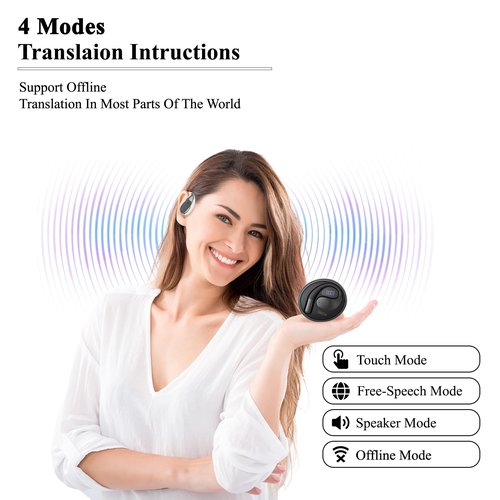 SRICH AI Language Translator Earbuds, OWS Real-Time 3-in-1 Translation Earbuds 144 Languages & Accents, Wireless Headphones fit iOS & Android, Translation Device for Travel Business Learning, Beige