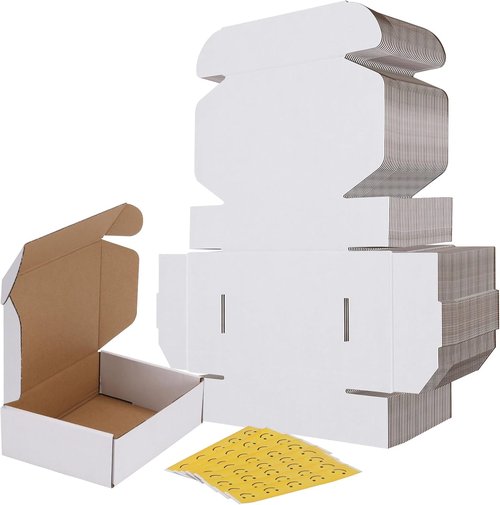 RLAVBL Small Shipping Boxes - Set of 40 White Corrugated Cardboard Mailer Boxes for Packing & Mailing
