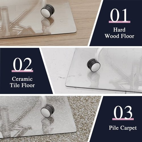 MIRUO Office Chair Mat for Carpet Tempered Glass Chair Mat Floor Mat for Office Chair On Carpet Chair Mat Floor (46" x 53" x 1/4", Transparent) (A-GE10008-USAM021)