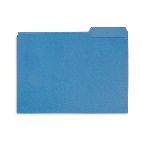 File Folder, 1/3 Cut Tab, Letter Size, Blue, Great for Organizing and Easy File Storage, 100 Per Box