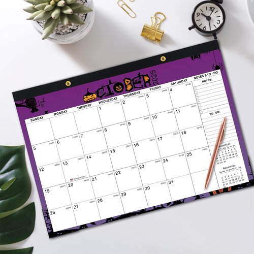 Desk Calendar 2025-2026, Monthy Desktop/Wall Calendar with 18 Months Theme Designs Runs From Now to Dec 2026, 17" x 12" Use as Deskpad Calendar for Home Office School (Blue)