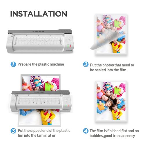 13 Inch Wide Laminator Machine with 200 Pouches, 11x17 A3/A4/A6, Built-in Paper Trimmer, Corner Rounder (White)