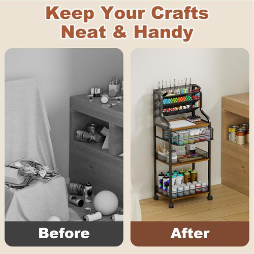 Large 7-Tier Rolling Utility Cart with Drawer, 40.15in Tall Metal Craft & Art Storage Organizer with Lockable Wheels, Storage for Art Studio, Drawing Room, Paints & Supplies