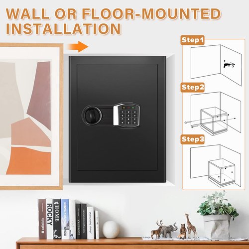 3.5 Cub Home Safe Fireproof Waterproof, Large Fire proof Safe Box with Fireproof Bag, Digital Keypad Key and Removable Shelf, Personal Security Safes for Home Money Jewellery Documents Valuables