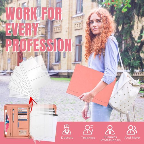Sbrinnaliao 3-Ring Padfolio Portfolio Binder Organizer,PU Leather Folder Binder Business Planner Notebook Zippered Portfolio for Women/Men with Document Sleeve,Letter/A4 Size Clipboard