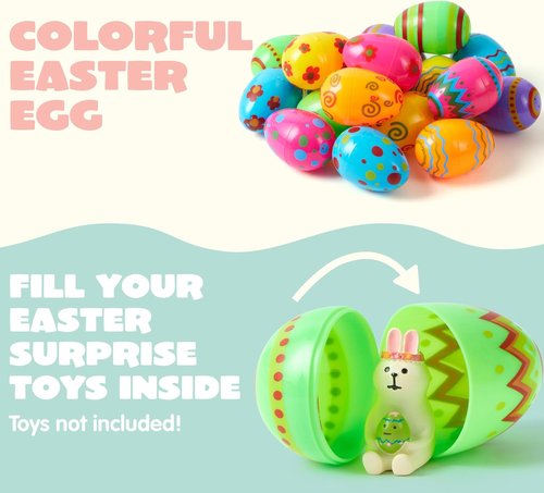 JOYIN 72-Pack Plastic Easter Eggs - Bright, Fillable 3.15'' Eggs for Hunts & Party Favors