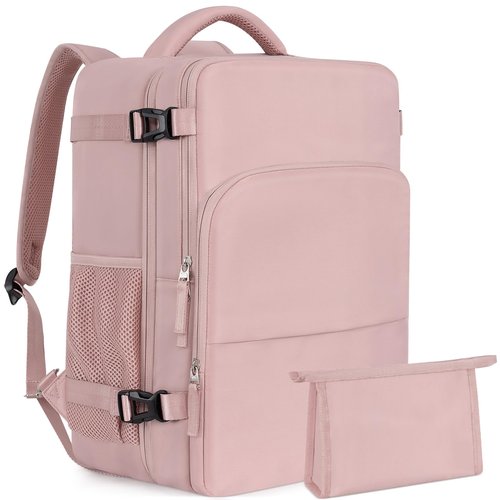 Getravel Travel Backpack for Women, Personal Item Bag for Airlines, Lightweight Carry On Backpack, Casual Hiking Work Gym College Weekender Bag Daypack, Laptop Backpack, Pink