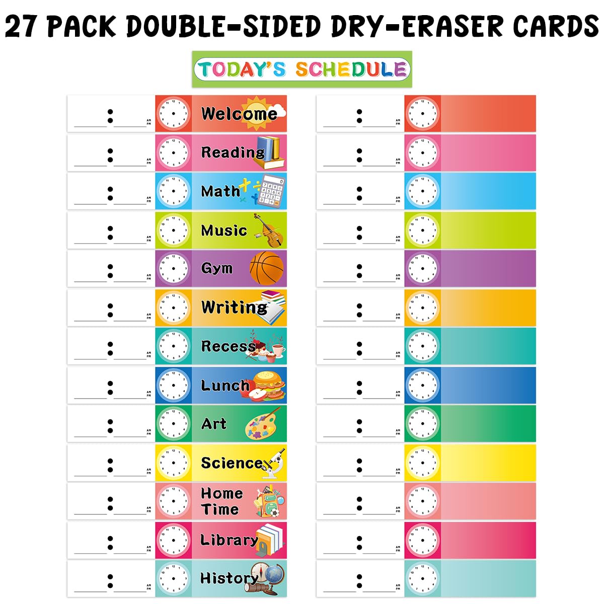 Fancy Land Daily Schedule Pocket Chart Educational Pocket Chart for Classroom Office Home Teachers Preschool Activity Supplies 15 Pockets 27 Double-Sided Reusable Dry-Eraser Card 13 x 37 Inches