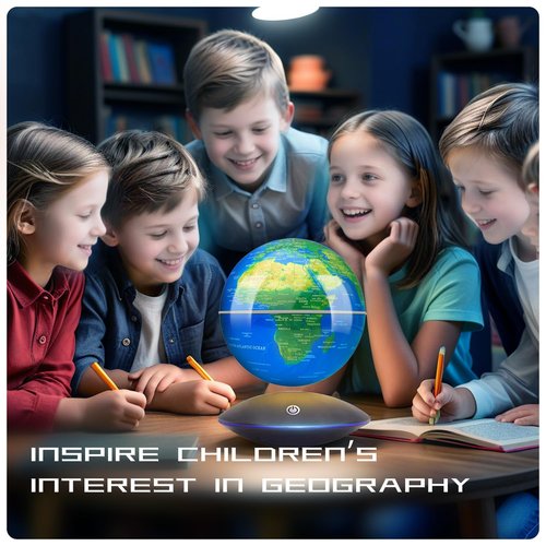 Poojaed Magnetic Levitating Globe with LED Light, 360°Rotating Floating Globe World Map for Home Office Display, Cool Tech Gift for Men Father Boys and Girls, Ideal for Birthdays Anniversaries