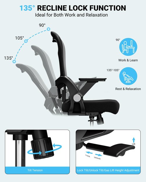 Frylr Office Drafting Chairs Adjustable Height - Extended Height Office Chairs with Ergonomic Lumbar Support, Tall Desk Chair for Standing Desk, Counter Height Chair with 400 LB Capacity, Black