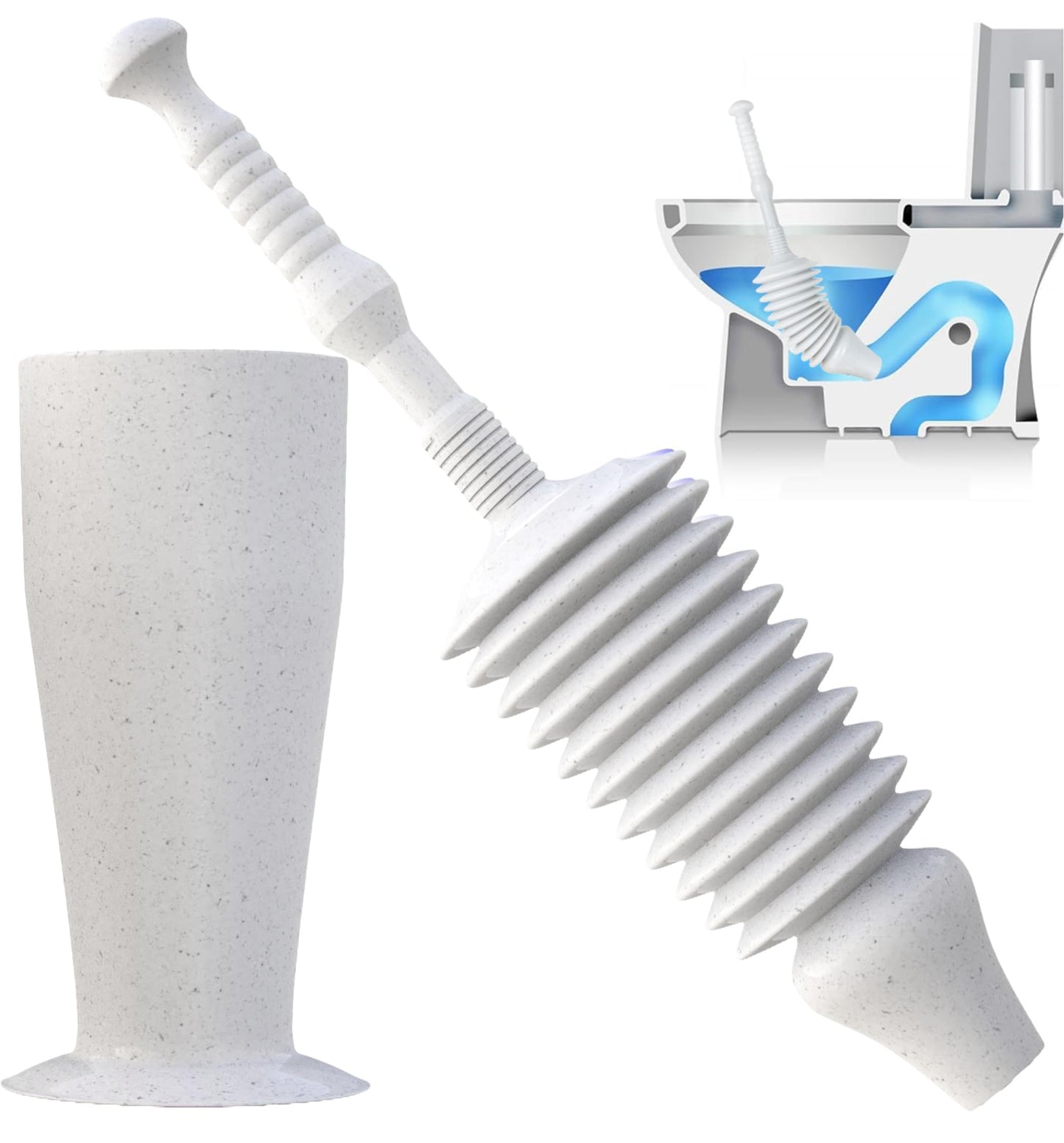 Luigi's Toilet Plunger - Unclogger Plungers for Bathroom - Heavy Duty Clog Remover with Effective Unblocker Bellows Design - Remover Tool to Unblock Toilet Blockage - Grey