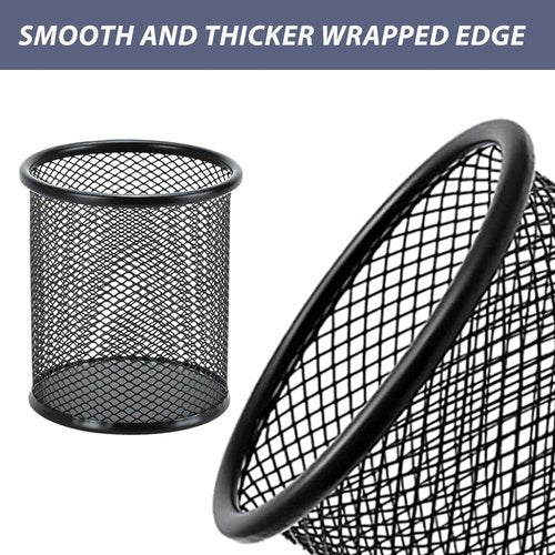 UFFICIUSUP Pen Holder Desktop Pencil Organizer Metal Mesh Pen Cup Paper Clip Holder Memo Pad Holder Stationary Organizer for Desk 3 Pieces of a Set